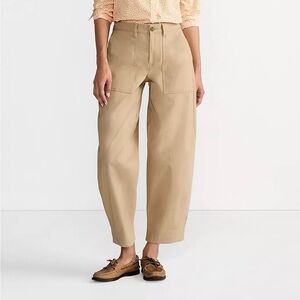 LANDS’ END | NEW Khaki Chino High Rise Barrel Leg Utility Ankle Pants size 18